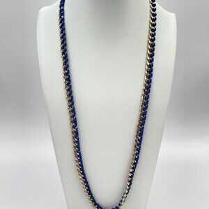 Blue Braided Gold Tone Necklace/Belt